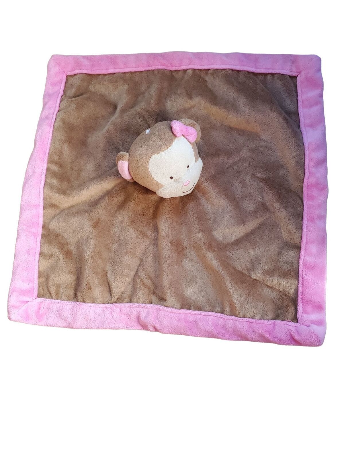 Tiddliwinks Infant Lovey Security Blanket 13x13 Inch Brown Pink Monkey Crib Toy - £12.57 GBP