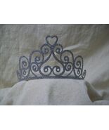 Fancy Silver Glitter Metal Tiara Scroll Hearts Swirls Queen Princess Cup... - $19.28 CAD