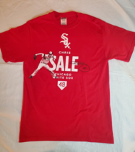 Chicago White Sox Chris Sale #49 Red T-Shirt Men&#39;s Sz M Facsimile Autograph - £10.02 GBP