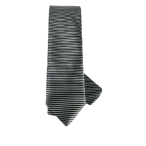 Barcelona Cravatte Men&#39;s Tie Hanky Set Black Silver Striped Polyester 3.... - $19.99