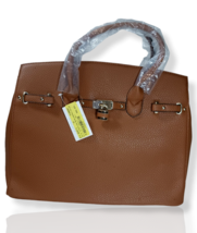 LUNA MOON Large Brown Vegan Pebbled Leather Satchel/Shoulder Bag - £31.64 GBP