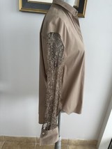 Brunello Cucinelli Poplyn Beige buttonup lace embellished sleeve sz L $ 2109 NWT - £481.76 GBP