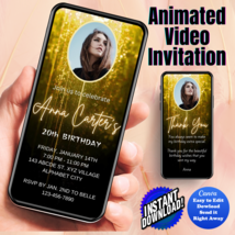 Any Age Invite, Gold Falling Star Digital Invitation, Animated Video Inv... - £4.68 GBP