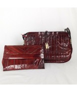 Set of 2 Burgundy Red Eel Skin Purse Clutch Handbag Wallet Vintage Made ... - £30.57 GBP