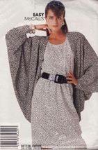 1988 Misses Cocoon Pleated Shoulder Jacket Pullover Dress Sew Pattern 10-14 - $13.99