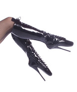 DEVIOUS BALLET-2020 Women&#39;s Black Punk 7&quot; Spike Heel Ballet Knee Boots - $207.95