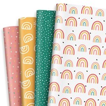 12 Sheet Boho Wrapping Paper 4 Style Boho Rainbow Sun Pattern Packaging Paper Co - £21.10 GBP