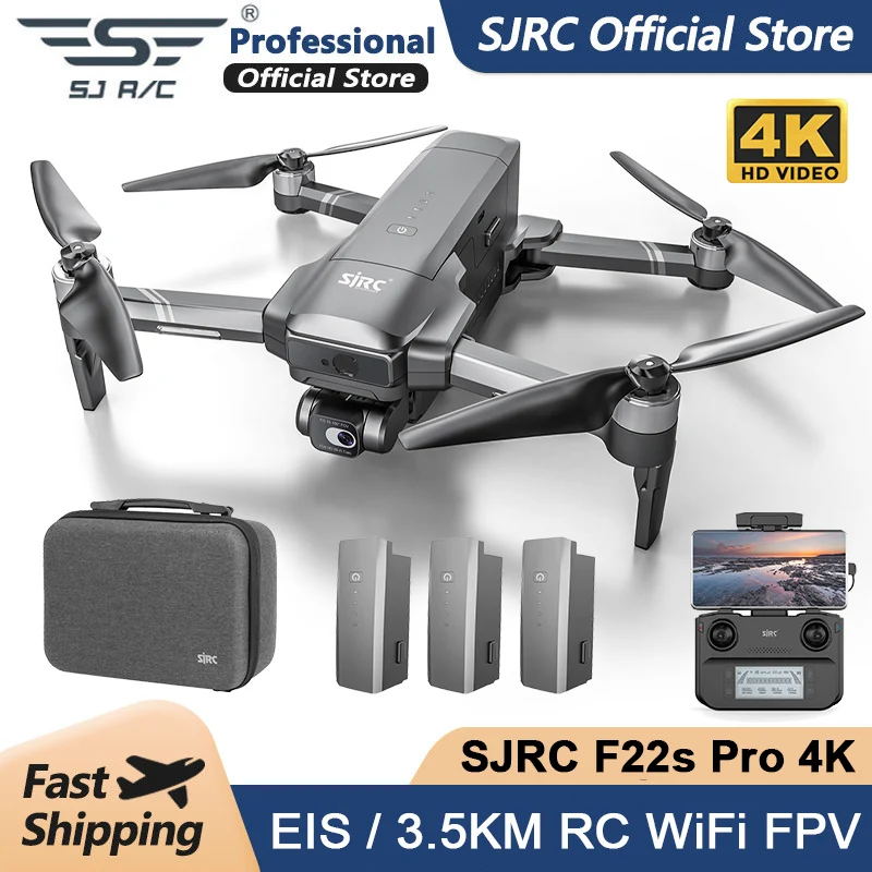 Sjrc F22S Pro Gps Drone 4K Professional 2 Axis Gimbal Eis Camera With Las - £332.99 GBP+