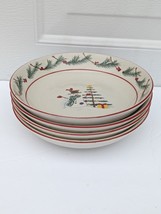 Vintage Farberware 4380 HOLIDAY SNOWMAN Christmas Set 4 PC Big Soup Bowls Dinner - £35.55 GBP