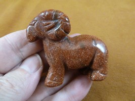 (Y-RAM-714) orange Goldstone RAM SHEEP gemstone carving FIGURINE BIGHORN... - £13.73 GBP