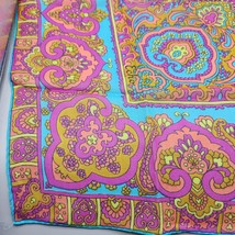 Echo 100% Silk Scarf Square Paisley Pink Colorful Asian Pattern Japan - $19.34