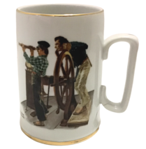 Vintage Norman Rockwell Long John Silvers Mug River Pilot 1985 Gilded Ma... - $18.00
