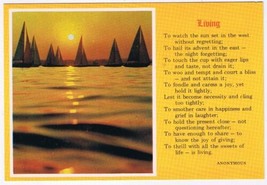 Postcard Sailboats In Sunset Living Poem - £1.64 GBP