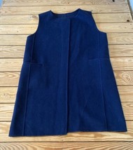 Massimo Dutti Women’s Wool Open front Sleeveless Cardigan size L Navy Ee - $34.65