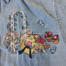 Vintage Bobbie Brooks Women's Blue Denim Short Sleeve Shirt Embroidery Chest 40" image 3