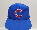 Vintage Cubs Embroidered MLB Mesh Trucker Snapback Baseball Cap Hat Blue - £12.81 GBP