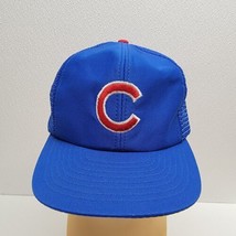 Vintage Cubs Embroidered MLB Mesh Trucker Snapback Baseball Cap Hat Blue - £12.57 GBP
