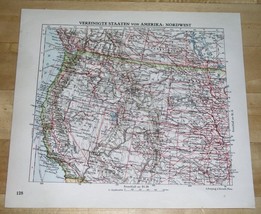 1936 Original Vintage Map Of Western Usa California Oregon Montana Colorado - £13.61 GBP