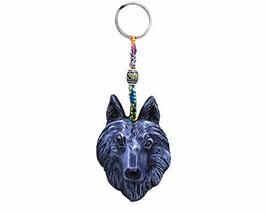Wolf Head Wildlife Animal 3D Figurine Keychain Multicolored Macramé Metal Ring - - £7.87 GBP