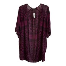 Express Womens Purple Tunic Cover Up Sheer Open Front 3/4 Sleeve Top Size XS New - £11.78 GBP