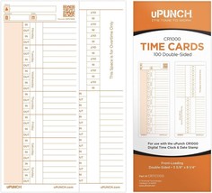 100 uPunch Time Cards for CR1000 Digital Time Clock &amp; Date Stamp - £27.71 GBP