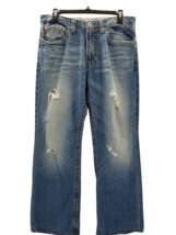 Big Star Pioneer Bootcut Jeans Mens Blue Distressed Denim Buckle 32S (32... - $29.47