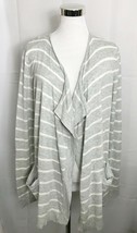 Gap Cardigan Waterfall Front Striped Lightweight Sweater Gray White size Medium - £9.53 GBP
