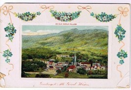 Greetings Postcard Old World Village Celoidchrom  Embossed 1909 VINTAGE - £1.71 GBP