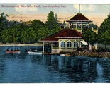 Boathouse at Westlake Park Postcard Los Angeles California 1922 - $11.88