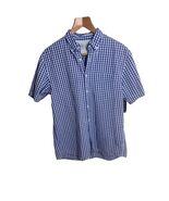 Muji Mens Gingham Checkered Short Sleeve Button Up Casual Shirt Sz L - $15.00