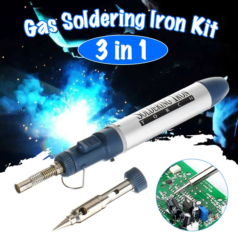 3 In 1 Professional Butane Gas Soldering  Kit Welding Pen Burner Blow To... - $163.60
