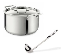 All-Clad SD55508 D5 Polished  5-Ply 8-qt Stock Pot with &amp; 14-in All-clad Ladle - £171.49 GBP