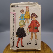 Vintage Sewing PATTERN Simplicity 6234, Child Girls Apron and Smock 1965... - $20.32