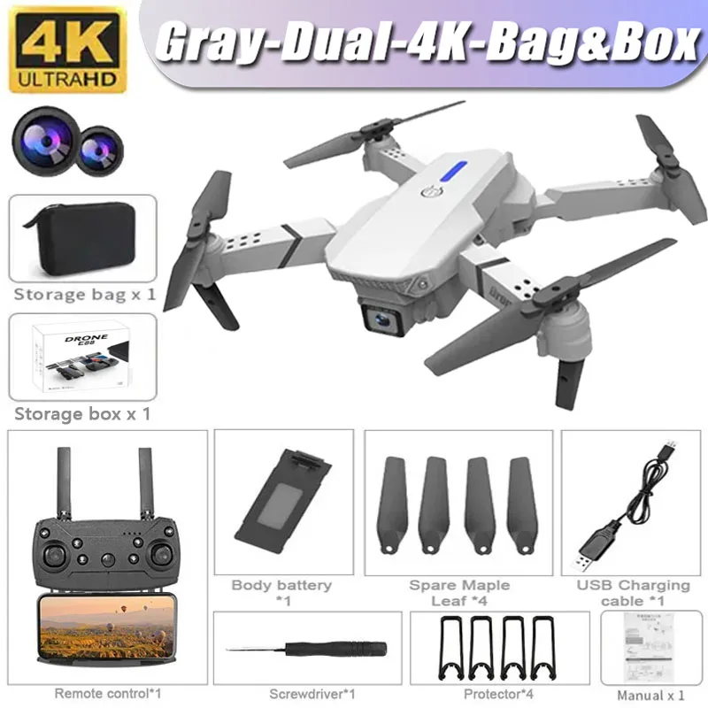 E88 4K HD Camera Foldable Drone - WiFi FPV RC Quadrotor Toy (G-Dual-4K-B... - $46.00