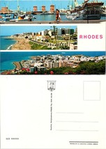Greece Dodecanese islands Rhodes Boats Port Beach City Flowers Vintage P... - $9.40