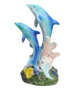 Sea World Nautical Two Bottlenose Dolphins Swimming By Coral Reefs Statu... - $23.23 CAD