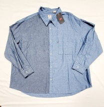 Levi&#39;s Men&#39;s 2XL Blue Navy Denim Oversized Contrast 2-Tone Colorblock Shirt 60&quot; - £28.13 GBP