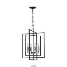 Monteaux 4-Light Black and Brushed Nickel Caged Chandelier with Metal Shade - £90.33 GBP