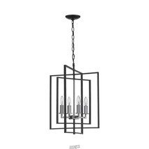 Monteaux 4-Light Black and Brushed Nickel Caged Chandelier with Metal Shade - £90.07 GBP