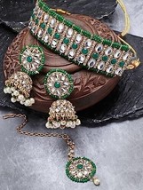 Indian Bollywood Gold Plated Kundan Choker Bridal Necklace Earrings Jewelry SetO - £19.75 GBP