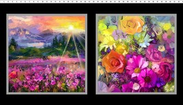 23.5&quot; X 44&quot; Panel Summer Panel A Year of Art Floral Cotton Fabric Panel D665.59 - £7.80 GBP