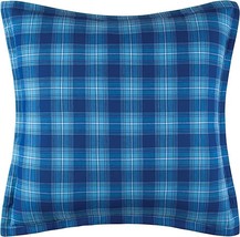 C&F ~ Blue Plaid ~ 26" x 26" Euro Sham ~ FAIR WINDS ~ Cotton Fabric Pillow Sham - $22.44