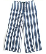 Lauren Ralph Lauren Blue &amp; White Stripe Linen Wide Leg Pants Women&#39;s NEW - £90.20 GBP