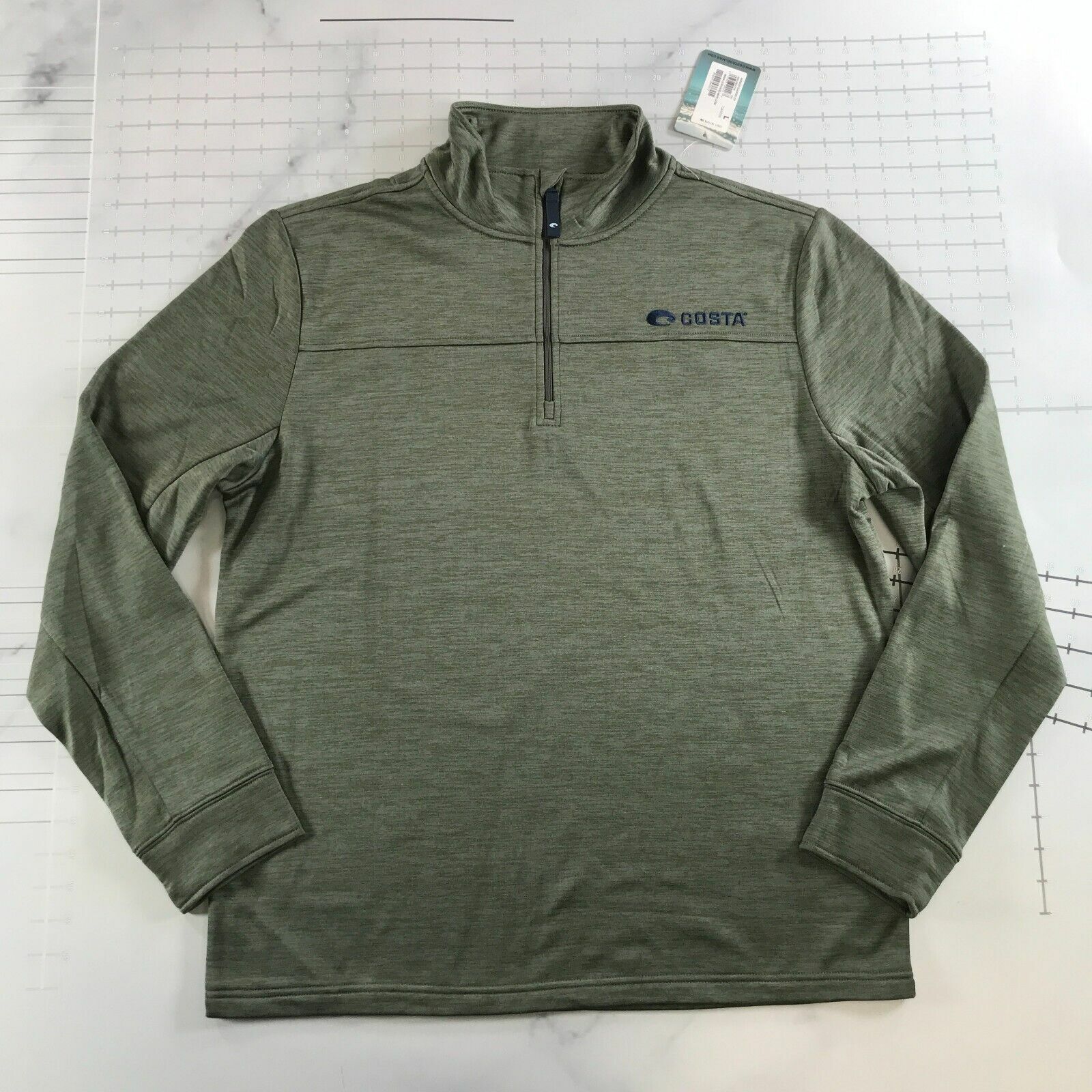 Costa Del Mar Sweatshirt Herren Groß Heather Grün Quarter Zip Gesticktes... - $39.58