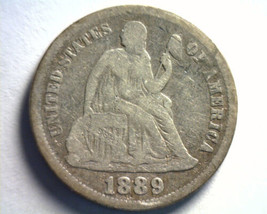 1889 SEATED LIBERTY DIME VERY GOOD VG NICE ORIGINAL COIN BOBS COINS FAST... - $18.00