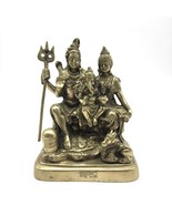 Handcrafted Lord Shiva Parvati Ganesha Ganapati Murti Statue in Fine Bra... - $305.61 CAD