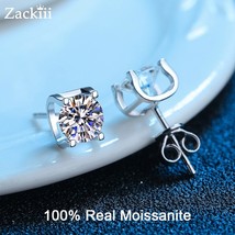 Real GRA Certified Moissanite Stud Earrings For Women Men D Color VVS Moissanite - £57.62 GBP