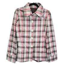 O&#39;Neill Womens Plaid Jacket Tan Size M Button Front Cotton Preppy Light ... - $41.08