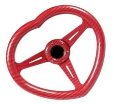 Red Carbon Fiber Style Heart Shaped Steering Wheel Universal ABS Steer Wheel - £56.89 GBP