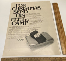 Vintage Print Ad For Christmas Send His Feet To Camp Sock 1970s Ephemera 13x9.75 - £7.64 GBP